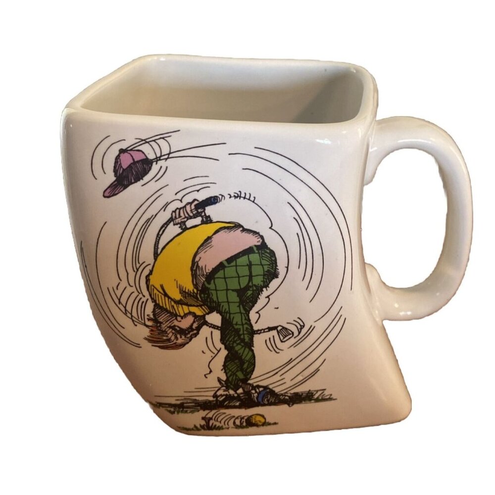 Mug  “Results Of Over Swing “ & Hook/Slice 1991 Golf Grandpa Dad husband